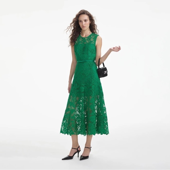 chinese dress ladies Self-Portrait Green Lace Mini Dress UK 8